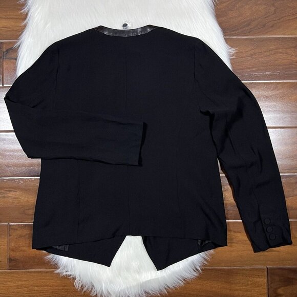 Eileen Fisher Sz Small Black Open Front Georgette Silk Crepe Blazer Jacket *READ - Picture 7 of 12